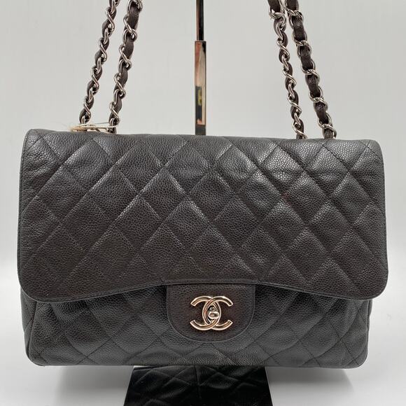 CHANEL Handbags - Chanel Jumbo Single Flap Caviar Bag Leather Brown Classic SHW Silver Hardware